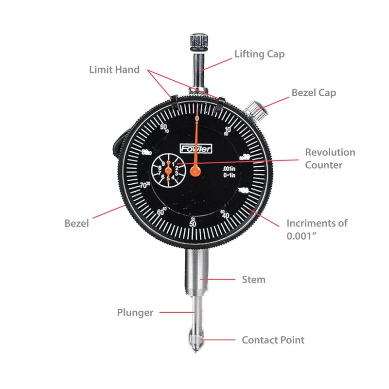 Fowler 52-520-199-0, Magnetic Base and Black Dial Indicator Set - Image 2